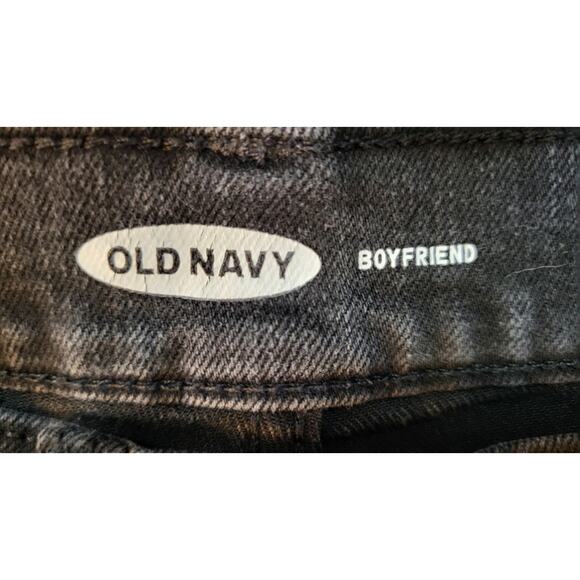 Old Navy Black Denim Boyfriend Shorts Size 0 Stretchy Ripped Cuffed - Picture 5 of 9